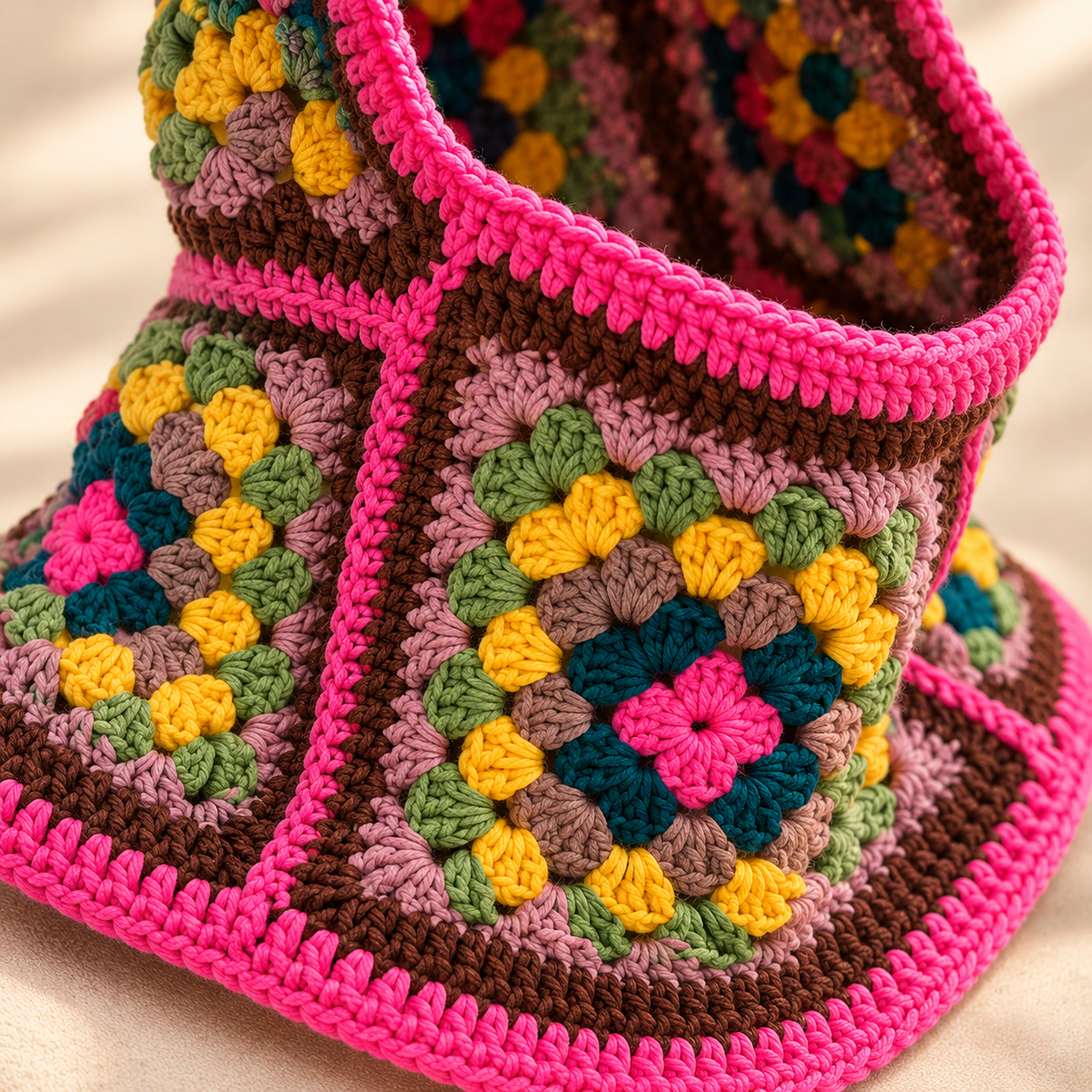 Granny Square Balaclava Crochet Pattern PDF | Colorful Hood for Adults
