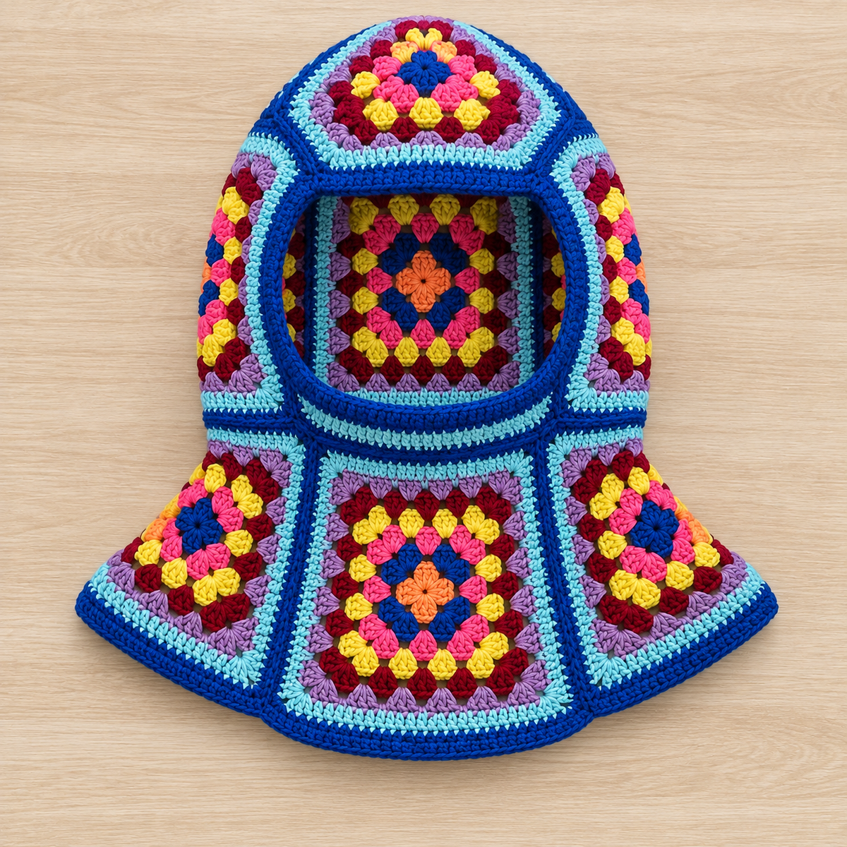 Granny Square Balaclava Crochet Pattern PDF | Colorful Hood for Adults
