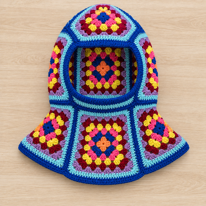 Granny Square Balaclava Crochet Pattern PDF | Colorful Hood for Adults