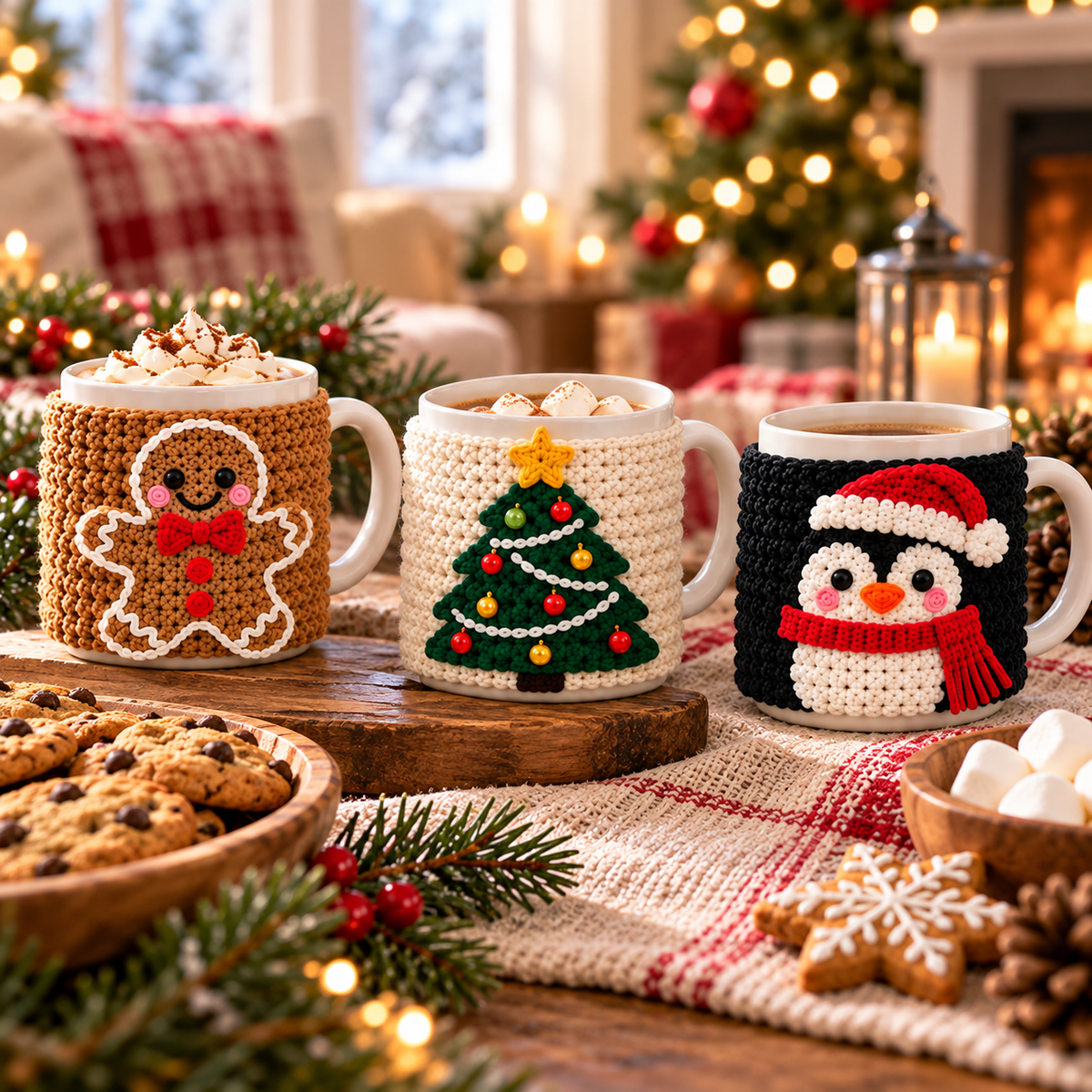 Christmas Mug Cozy Crochet Pattern Bundle PDF | 10 Holiday Designs