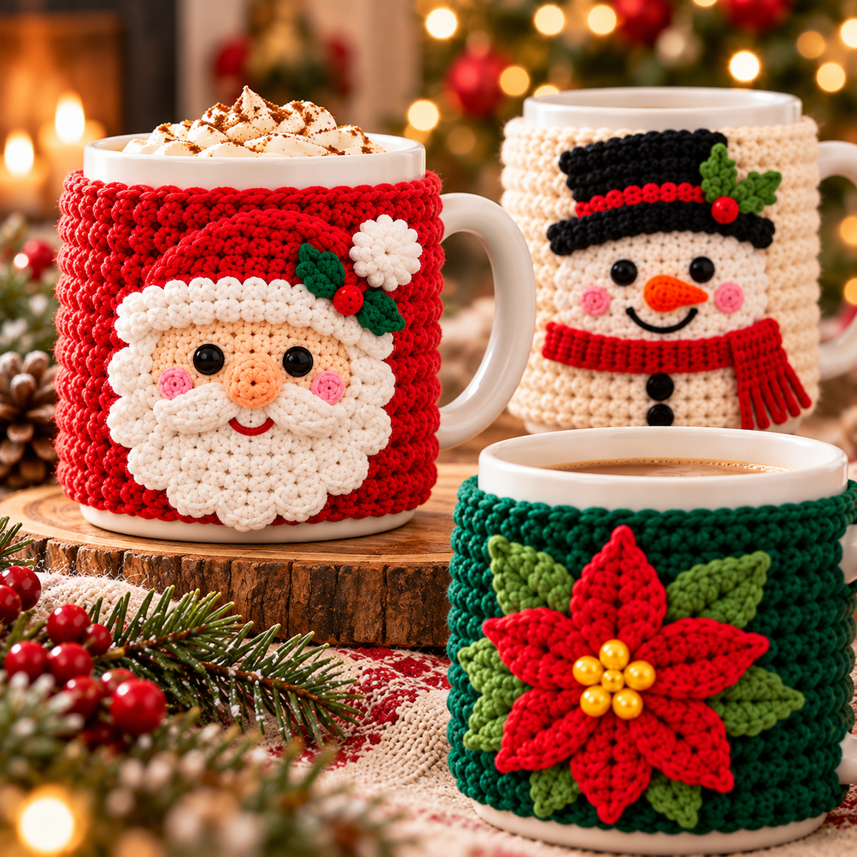 Christmas Mug Cozy Crochet Pattern Bundle PDF | 10 Holiday Designs
