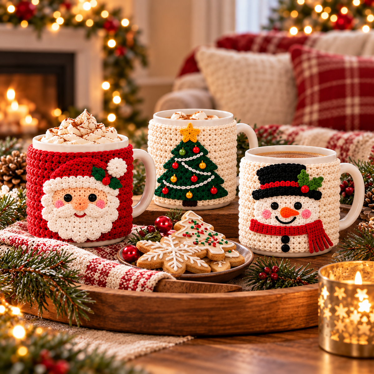 Christmas Mug Cozy Crochet Pattern Bundle PDF | 10 Holiday Designs