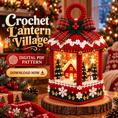 Christmas Crochet Lantern Village Pattern PDF | LED Lighted Holiday Decor