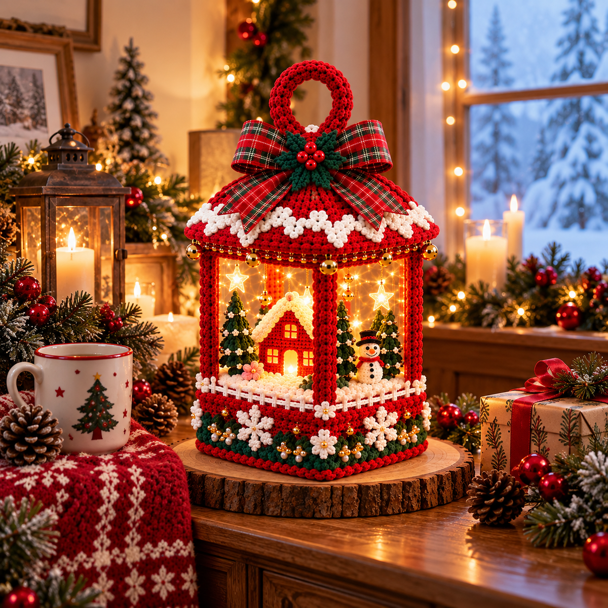 Christmas Crochet Lantern Village Pattern PDF | LED Lighted Holiday Decor