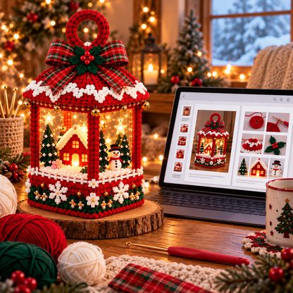 Christmas Crochet Lantern Village Pattern PDF | LED Lighted Holiday Decor