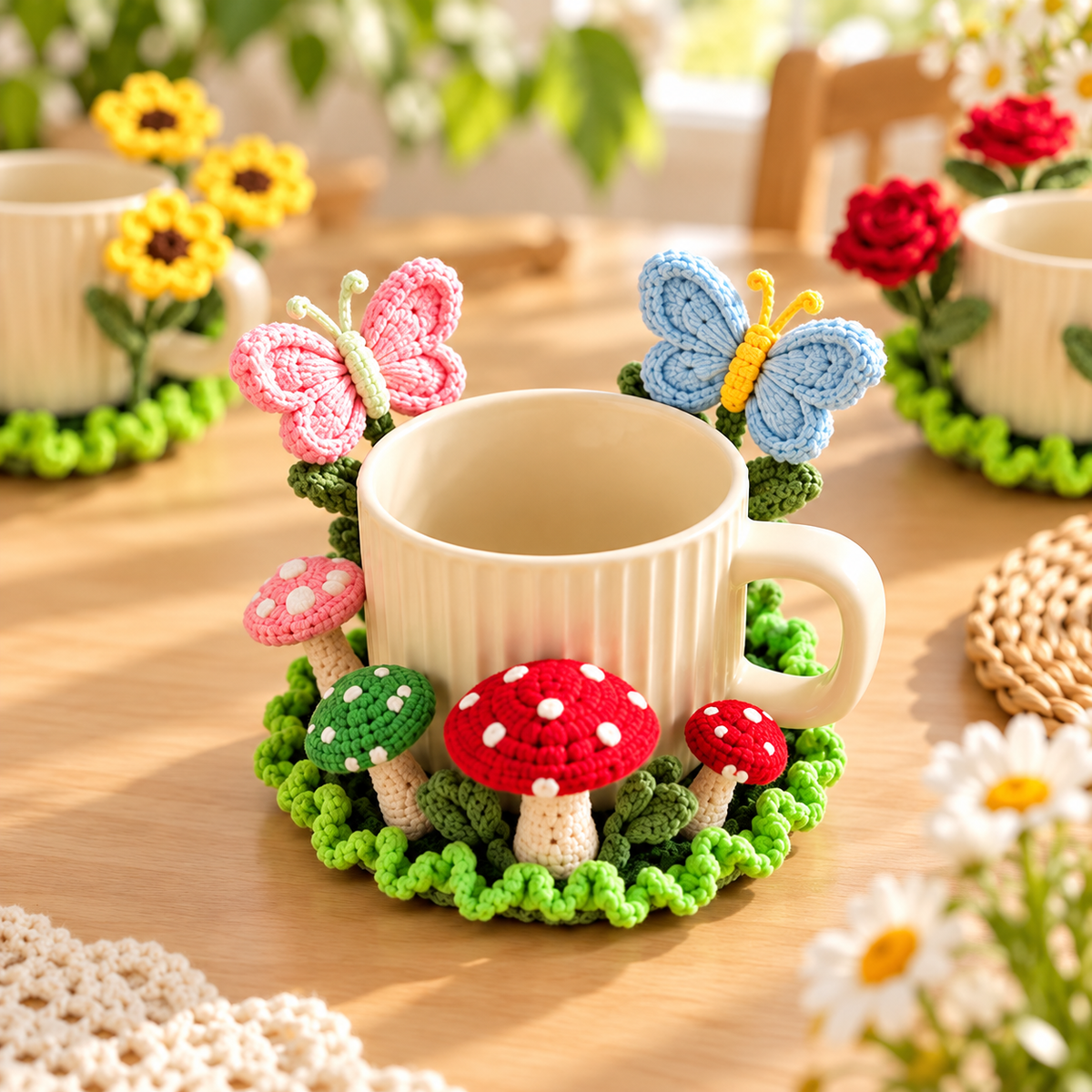 10+ Flower Coaster Crochet Pattern PDF | Sunflower & Rose Coasters
