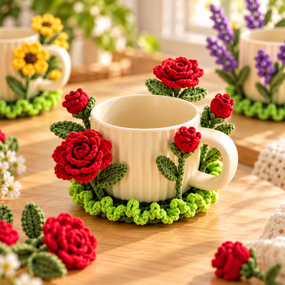 10+ Flower Coaster Crochet Pattern PDF | Sunflower & Rose Coasters