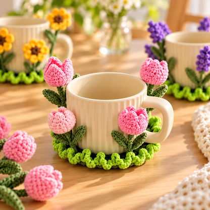 10+ Flower Coaster Crochet Pattern PDF | Sunflower & Rose Coasters