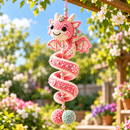 5-in-1 Crochet Dragon Spiral Hanging Pattern PDF | Fantasy Ornament Bundle