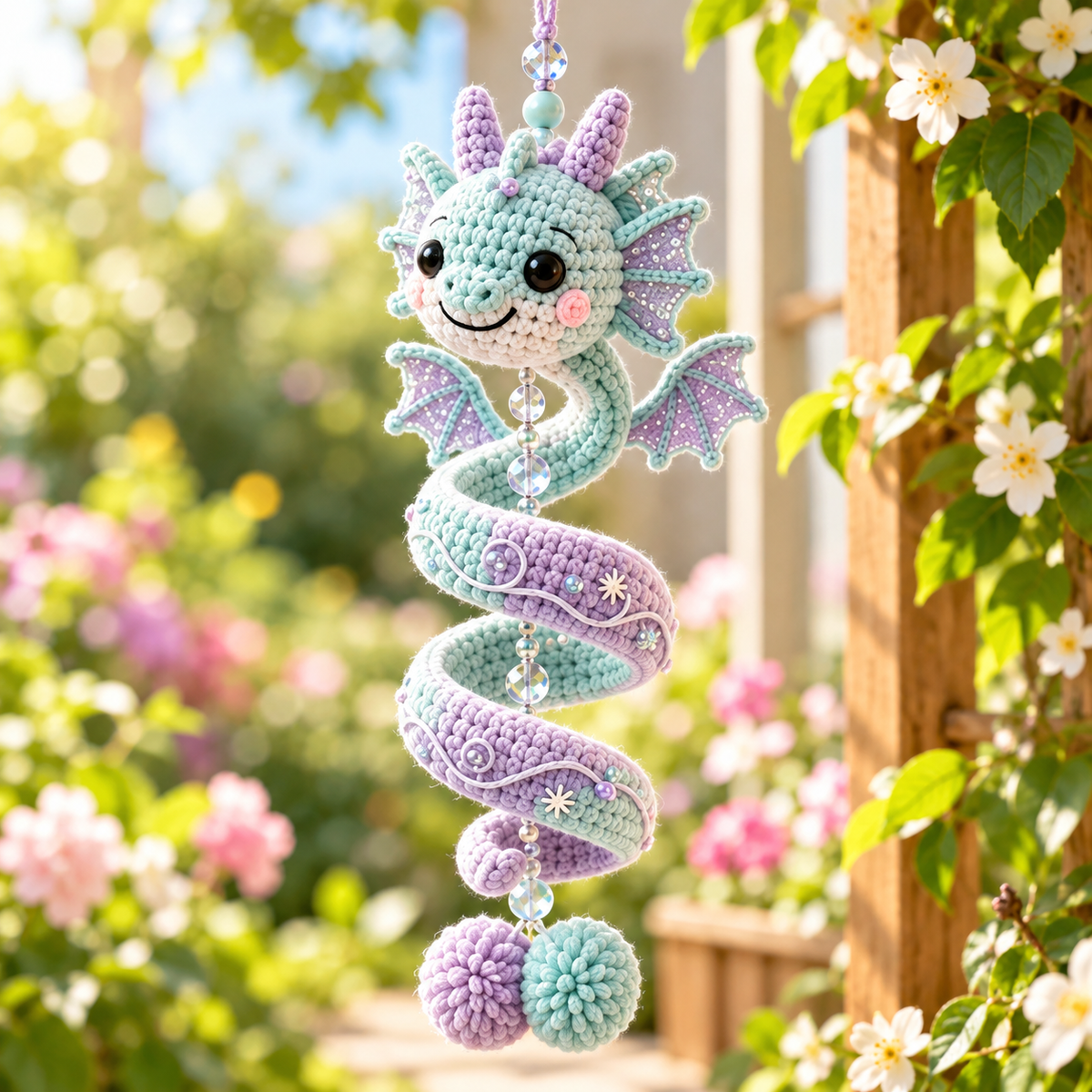5-in-1 Crochet Dragon Spiral Hanging Pattern PDF | Fantasy Ornament Bundle