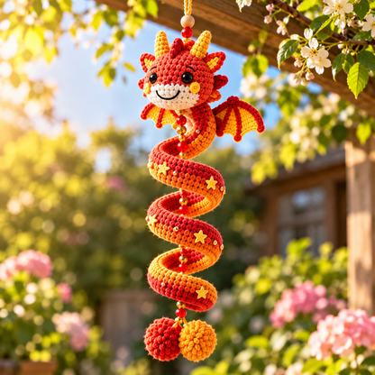 5-in-1 Crochet Dragon Spiral Hanging Pattern PDF | Fantasy Ornament Bundle