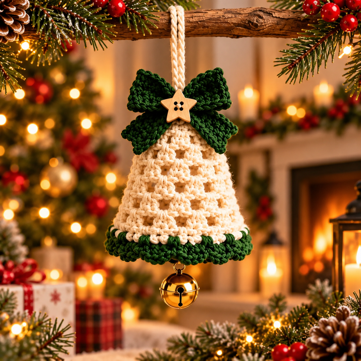 4 Christmas Bell Ornament Crochet Patterns PDF | Poinsettia, Snowflake & Bow