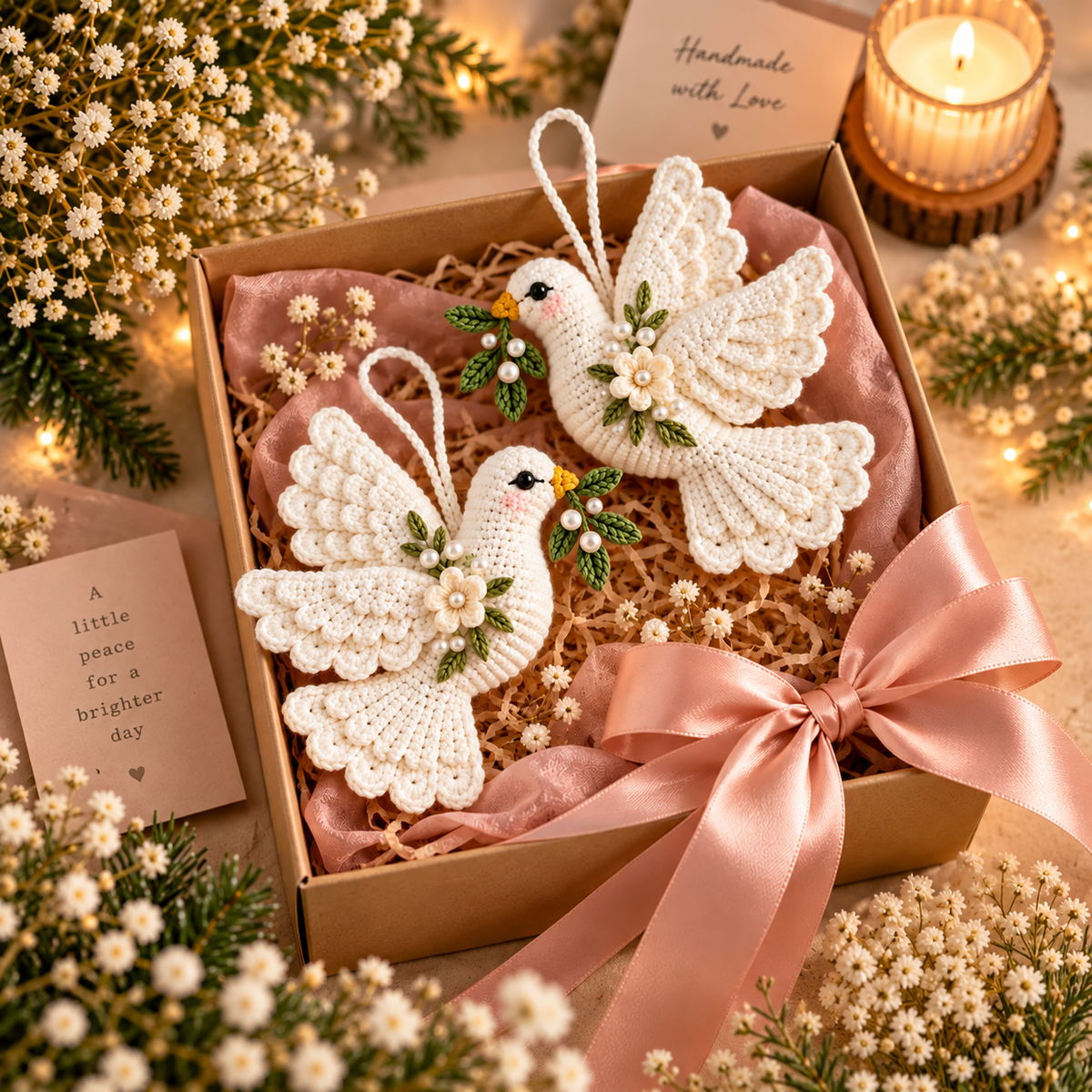 Crochet Peace Dove Ornament Pattern PDF | Christmas & Wedding Decor