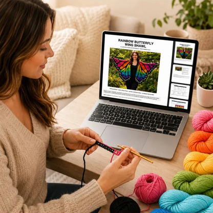 Rainbow Butterfly Wing Shawl Crochet Pattern PDF | Colorful Crochet Wrap